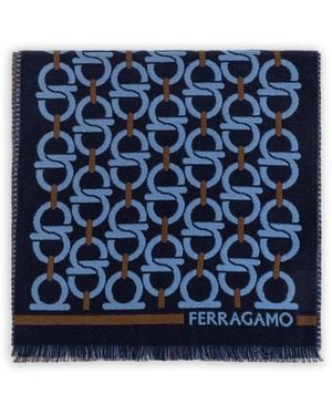 Ferragamo Schal Mit Gancini-Jacquardmuster - Blau
