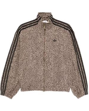 adidas Three Stripe Animal Print Jacket - Brown