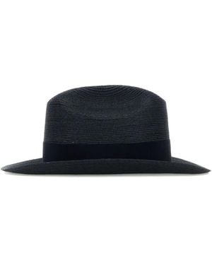 Borsalino Ribbon-Detail Hat - Blue