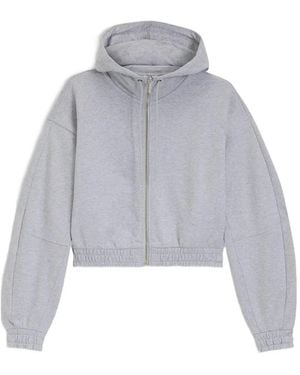 HUGO Cropped Zip-Up Hoodie - Grey