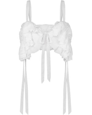 Moschino Cropped Top With Ruffles - White