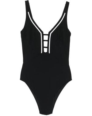 Maryan Mehlhorn Contrast-Trim Ladder-Detail Swimsuit - Black