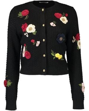Alice + Olivia Dollie Cardigan mit Blumenapplikation - Schwarz