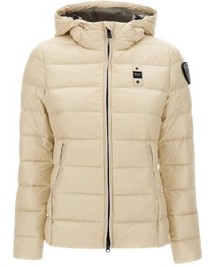 Blauer Charme Quilted Hooded Jacket - Natural
