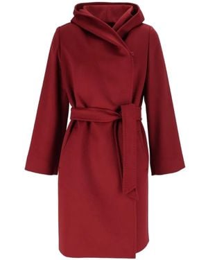 Max Mara Newmang Hooded Belted Coat - Red