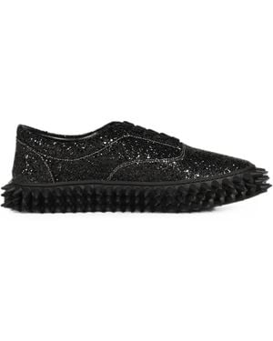 Doublet Glitter-Detail Spiked-Sole Trainers - Black