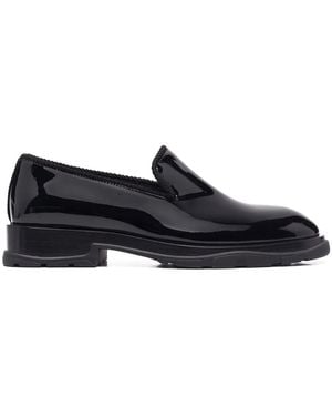 McQueen High-Shine Round-Toe Loafers - Black