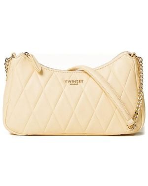 Twinset Sac Porté Épaule Matelassé À Détail De Logo - Natural