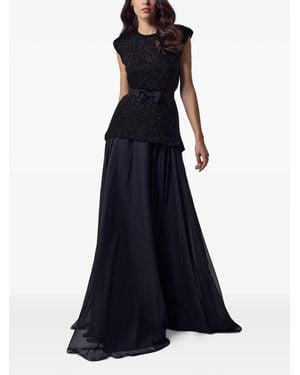 SILK LOVE & LACE Sequin-Embellished Belted Dress - Blue