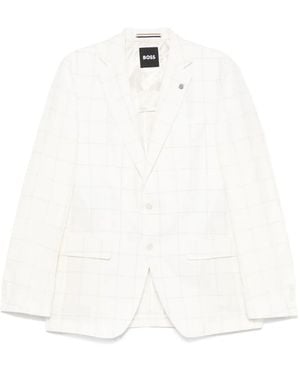 BOSS Checked Blazer - White