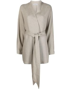 Dusan Belted Linen Cardigan - Grey