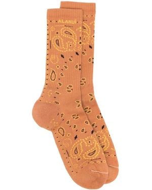 Alanui Bandana-Print Socks - Orange