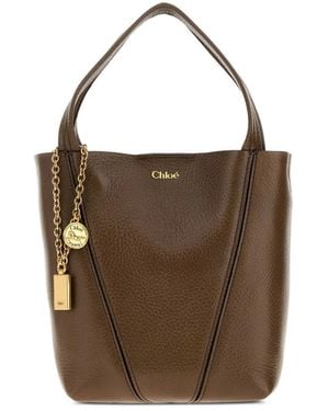 Chloé Spin Leather Tote Bag - Brown