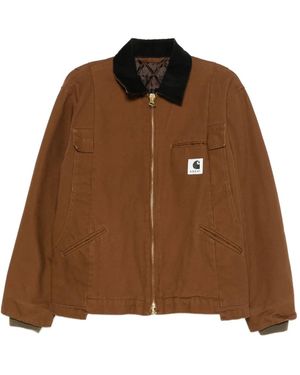Sacai X Carhartt Zip-Up Contrast-Collar Jacket - Brown