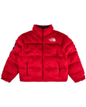 Supreme Tnf Faux-Fur Nuptse Jacket - Red