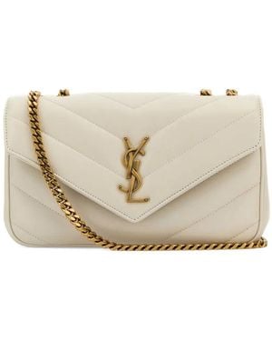 Saint Laurent Small Loulou Quilted Shoulder Bag - Natural