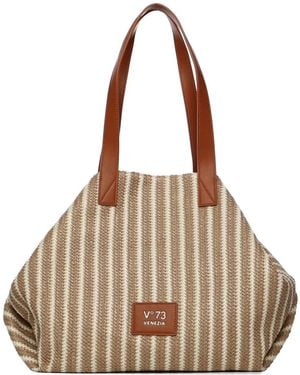 V73 Striped Shoulder Bag - Natural