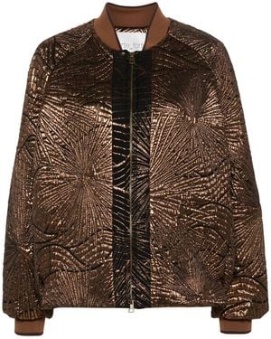 Forte Forte Laminated-Finish Bomber Jacket - Brown