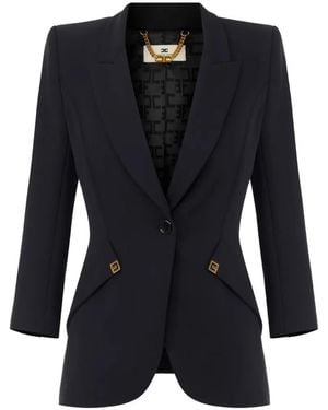 Elisabetta Franchi Jacket Made Of Lightweight Crêpe Fabric And Satin - Black