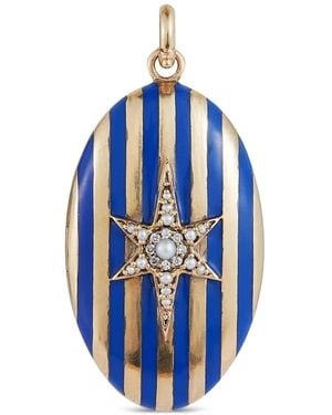 Storrow Jewelry Lillian Diamond And Pearl Locket Pendant - Blue
