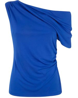 Ralph Lauren Draped One-Shoulder Top - Blue