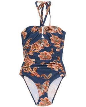 Zimmermann Aster Wide Link One Piece Floral-print Swimsuit - Blue