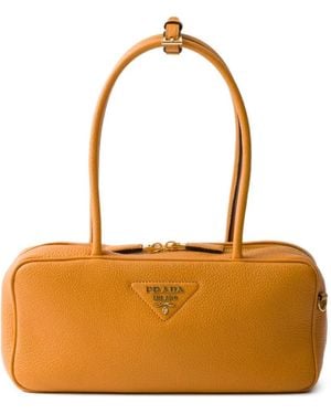 Prada Sac Porté Épaule Médium En Cuir - Orange