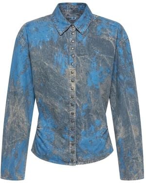 DIESEL Bleached-Effect Denim Shirt - Blue