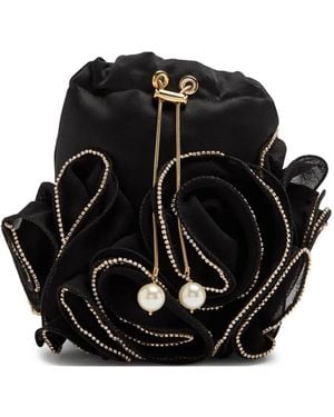 Rosantica Ruffles Crystal-Embellished Satchel Bag - Black