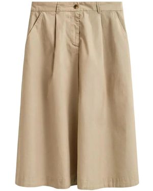 GANT Pleated A-Line Midi Skirt - Natural