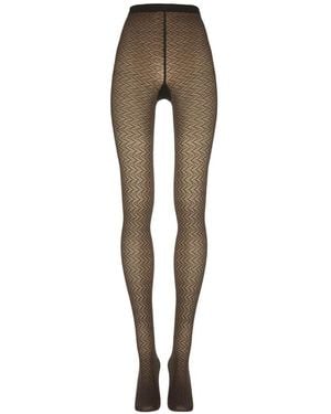 Wolford Wave Geometric-Pattern Tights - Natural