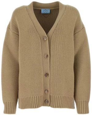Prada Oversized-Cardigan Mit Triangel-Logo - Grün