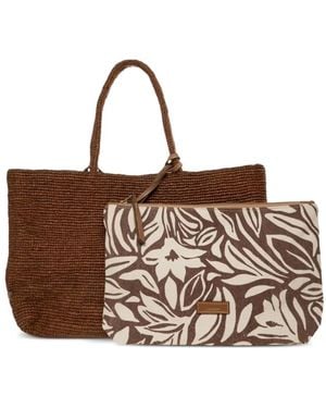 AFAR Woven Floral-Print Tote Bag - Brown