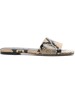 Aeyde Anna Snakeskin Sandals - White