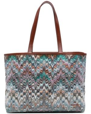 Missoni Large Zigzag Handle Tote Bag - Grey
