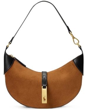 Polo Ralph Lauren Mini Polo Id Suede Shoulder Bag - Brown