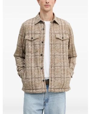 Joop! Button-Up Check-Pattern Shirt Jacket - Natural