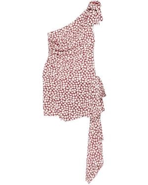 Alessandra Rich Floral-Print Mini Dress - Red