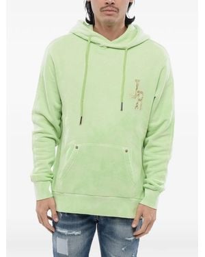 John Richmond Embroidered Logo Brushed Hoodie - Green