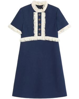 Valentino Garavani Mini Crepe Couture Wool Dress - Blue