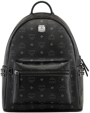 MCM Zaini Studded Monogram Backpack - Black