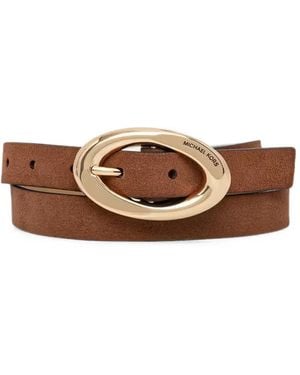 MICHAEL Michael Kors Oval-Buckle Suede Belt - Brown