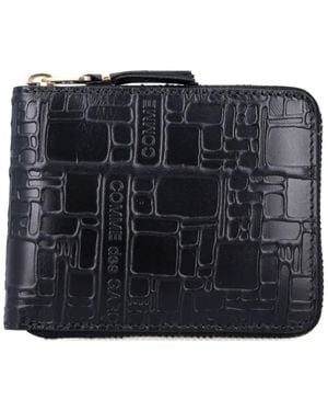 Comme des Garçons Embossed-Logo Zip Wallet - Black