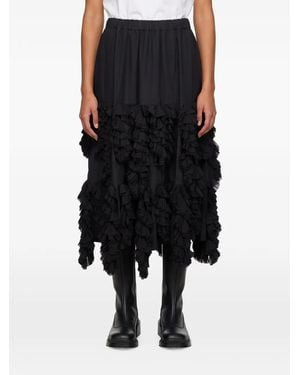 Comme des Garçons Ruffled Asymmetric Midi Skirt - Black