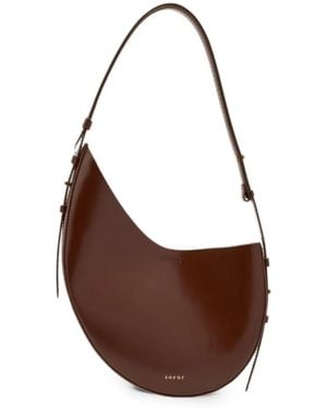 Soeur Asymmetric-Cut Leather Shoulder Bag - Brown