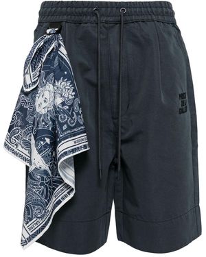 Musium Div. Scarf-Detail Track Shorts - Blue