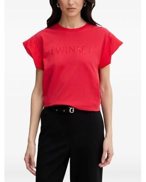 Twinset Logo-Embroidered Cap-Sleeve T-Shirt