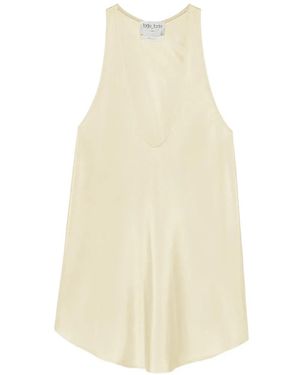 forte_forte Satin-Finish V-Neck Top - White