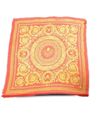 Versace Barocco-Print Silk Scarf - Orange