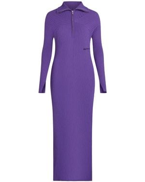 KARL LAGERFELD Zipped Maxi Knit Dress - Purple